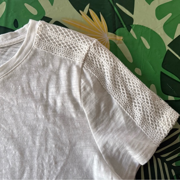 New Liz Claiborne White Short Sleeves Lace Top PM Petite M NWT - Picture 4 of 6